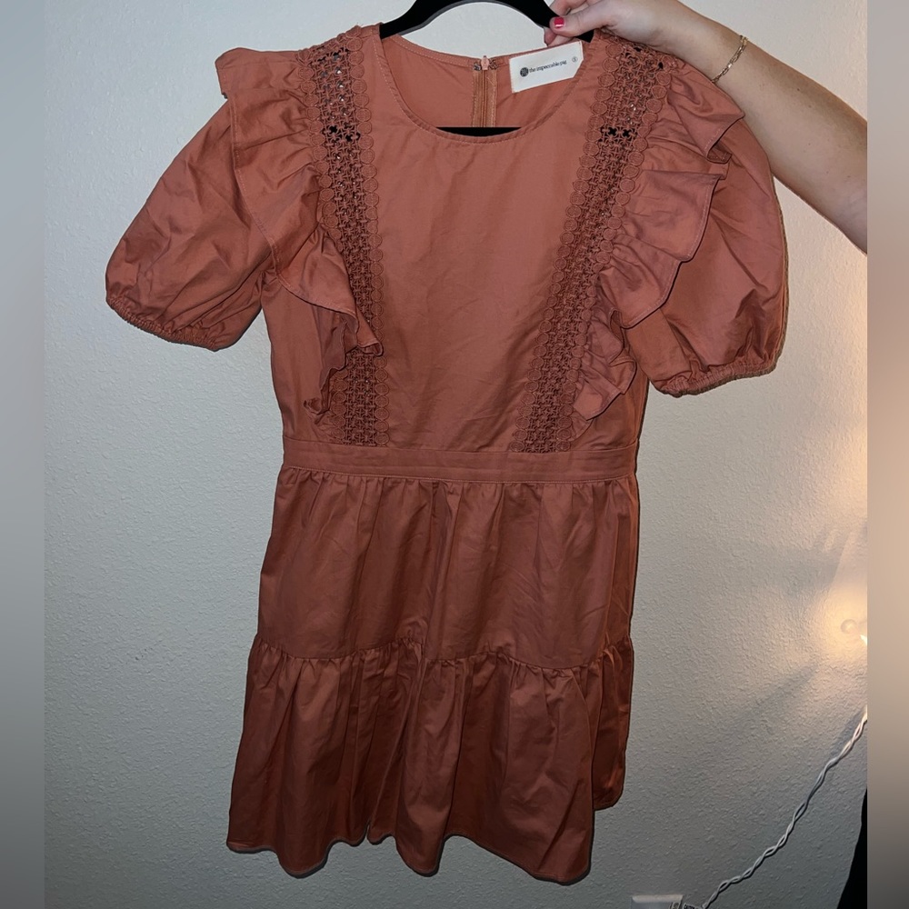 Salmon colored mini dress